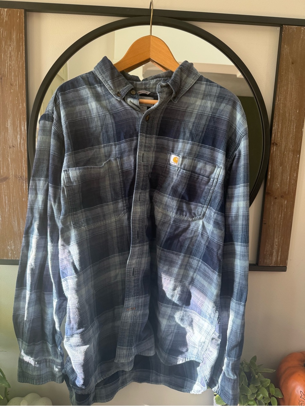 Carhartt Men's Blue Plaid Lightweight Shirt Jacket